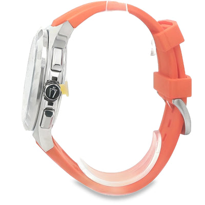 BULOVA SILVER BEZEL ORANGE SILICONE