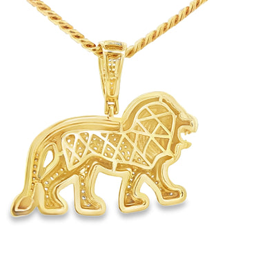 STERLING SILVER CHARM CZ LION BLUE ENAMEL