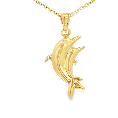 PENDANT 14K 2 DOLPHINS