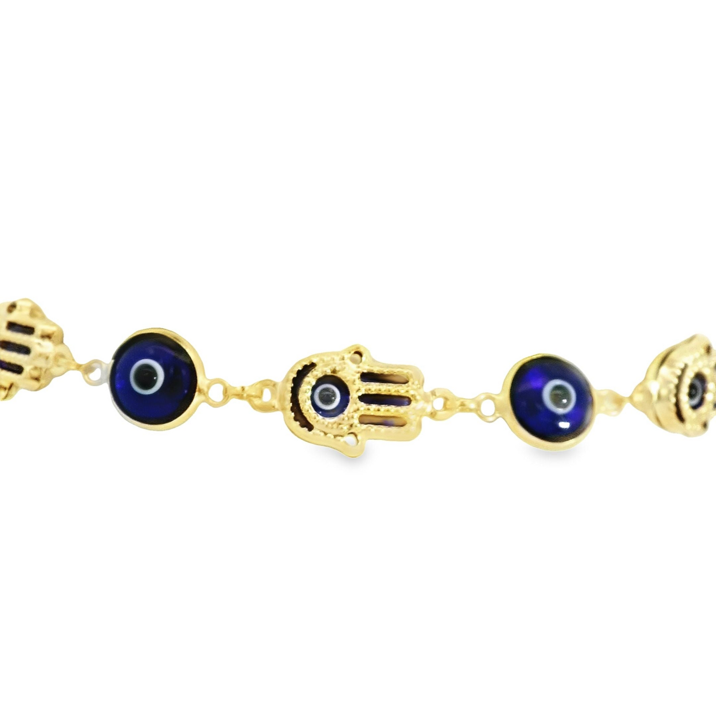 BRACELET 14KB 6.0G EVIL EYE 71/2'' BLUE ROUND AND