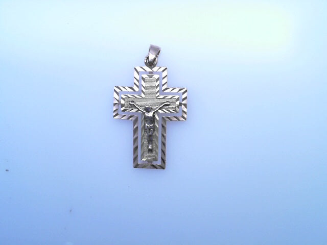 PENDANT 14K 2.5G JESUS DC BORDER SATIN FINSIH INSI