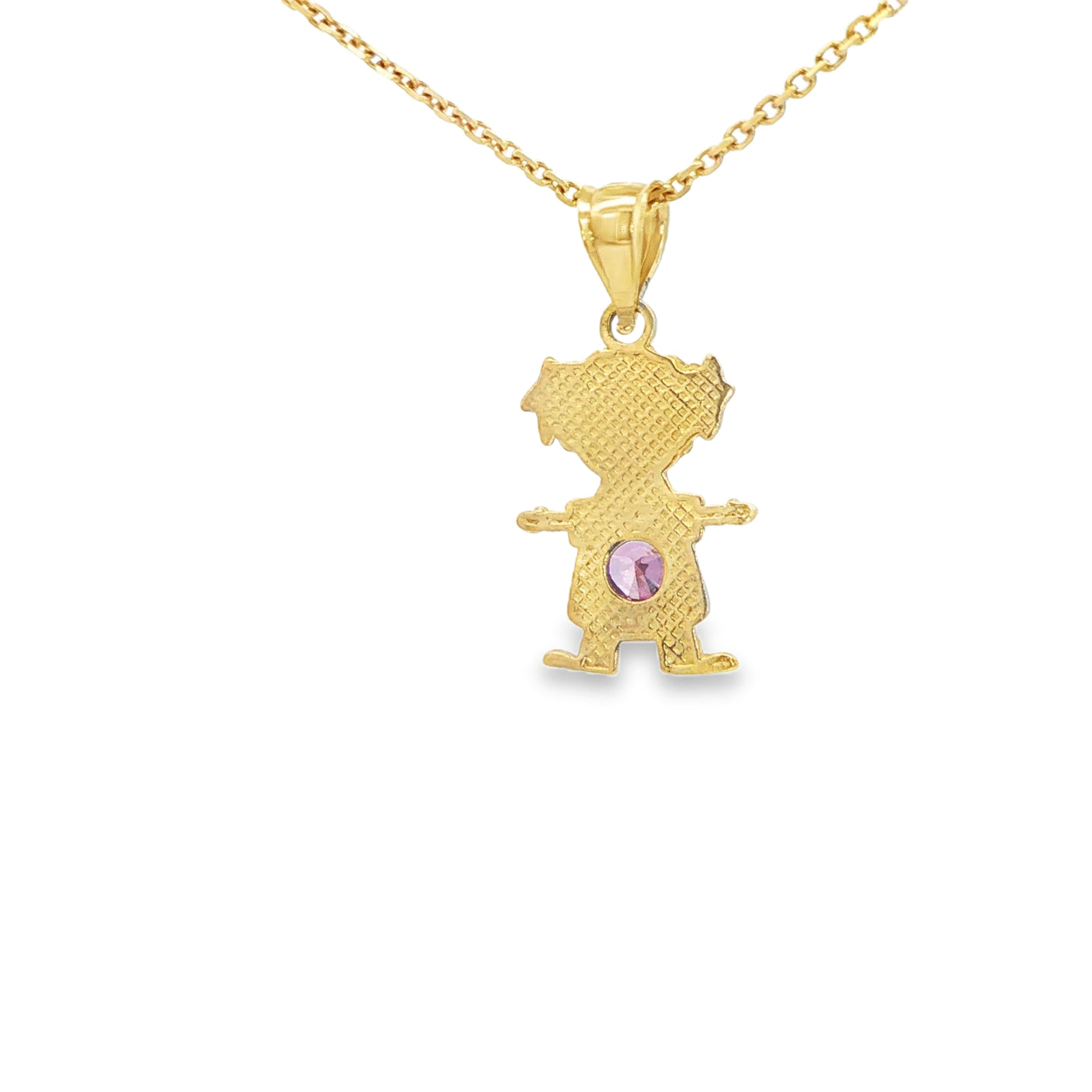 PENDANT 14KP GIRL CZ PURPLE BELLY GIRL