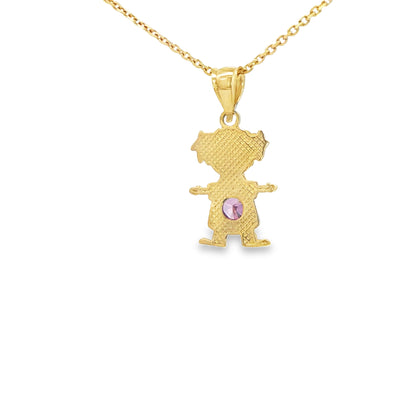 PENDANT 14KP GIRL CZ PURPLE BELLY GIRL