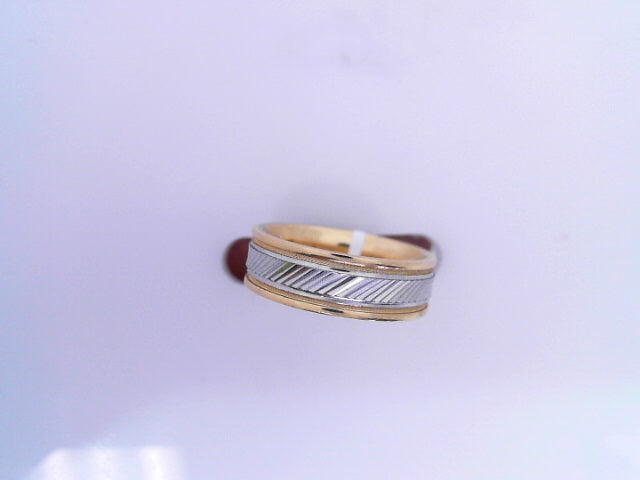 BAND 14KR 8.4G #8 RING 2TONE DIANGLE DIAMOND CUT