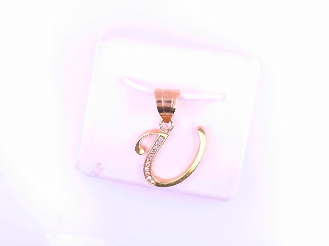 PENDANT 14K 1.3 CZ LETTER U