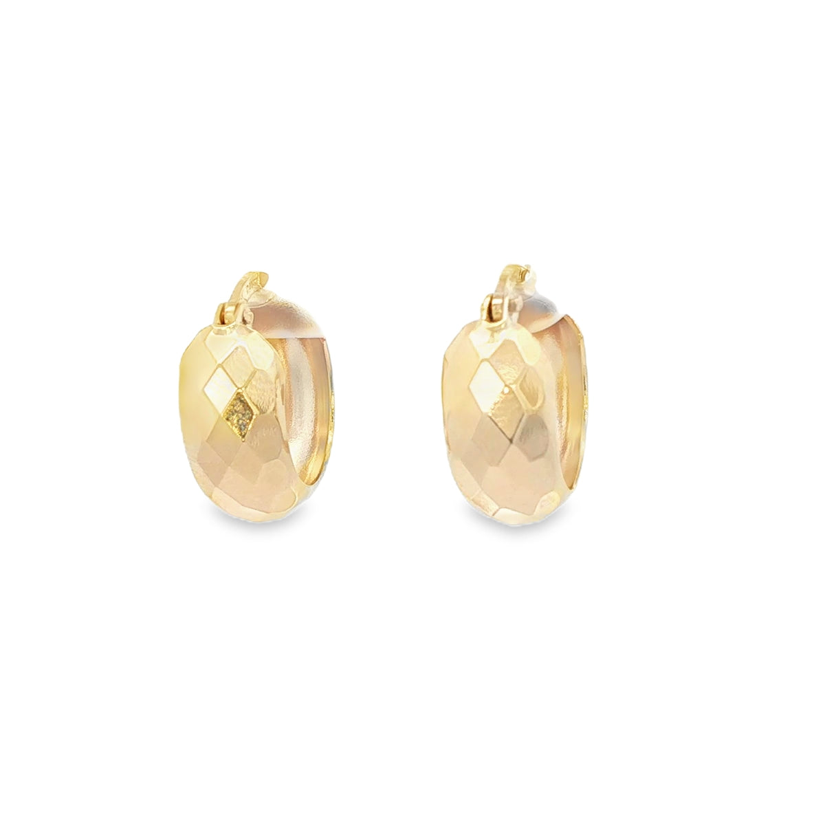14 KARAT SMALL HOOP EARRINGS 14MM FACETED