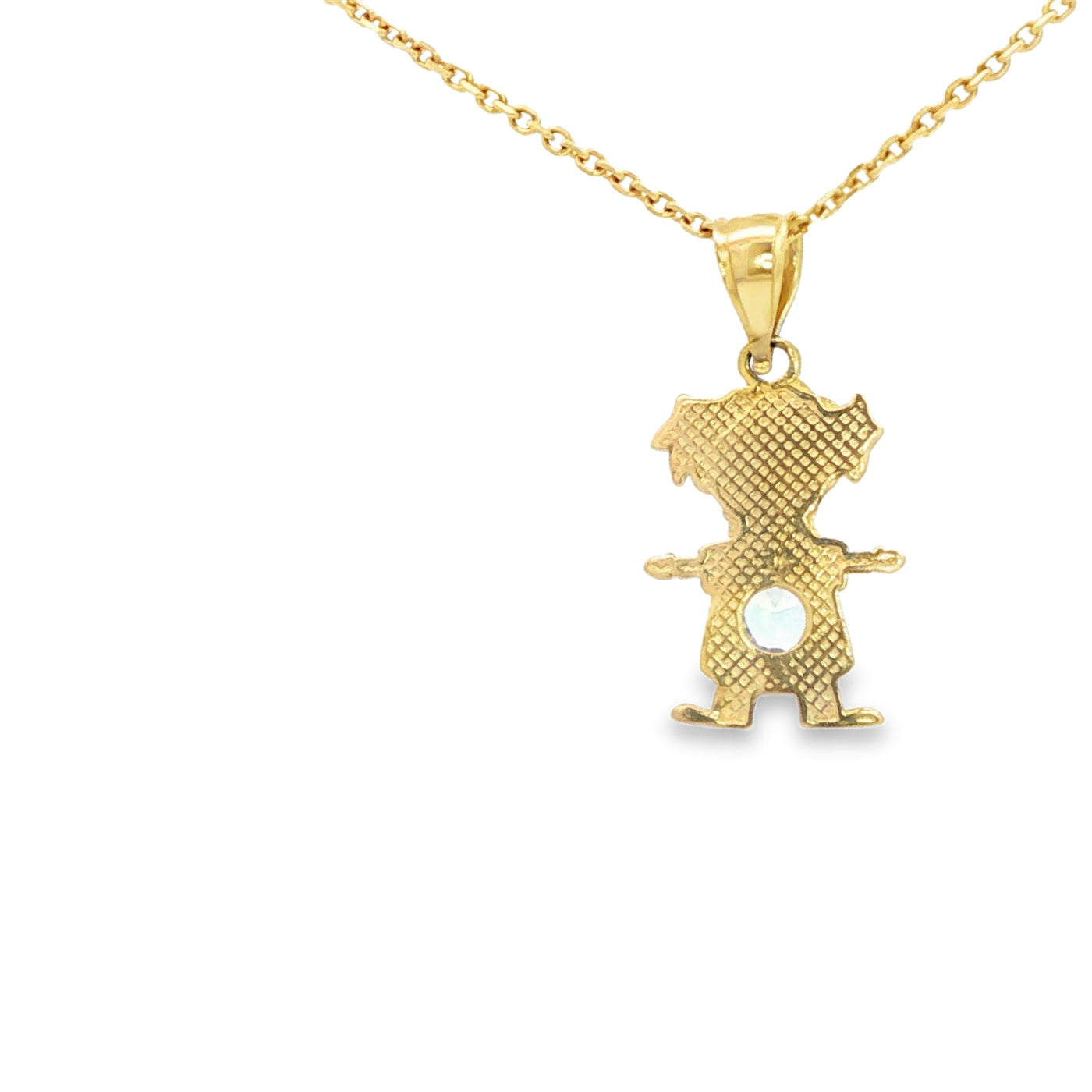 PENDANT 14KP CZ LIGHT BLUE BELLY GIRL