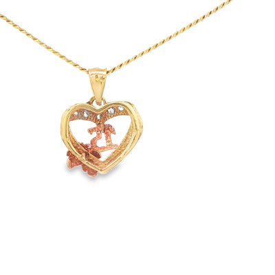 PENDANT 14K 2.5 G 15 HEART 3TONE