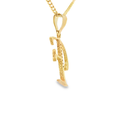 PENDANT 14K LETTER F CZ