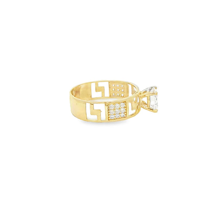 14 KARAT RING SIZE 7 WEIGHT: 2.6G : 5.5MM CZ GREEK
