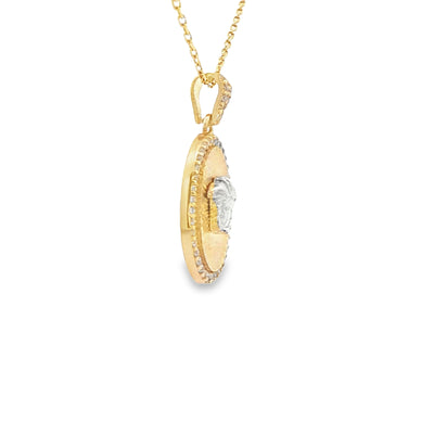 PENDANT 14K 2.0G MEDUSA OVAL CZ STARBURST VERSACE