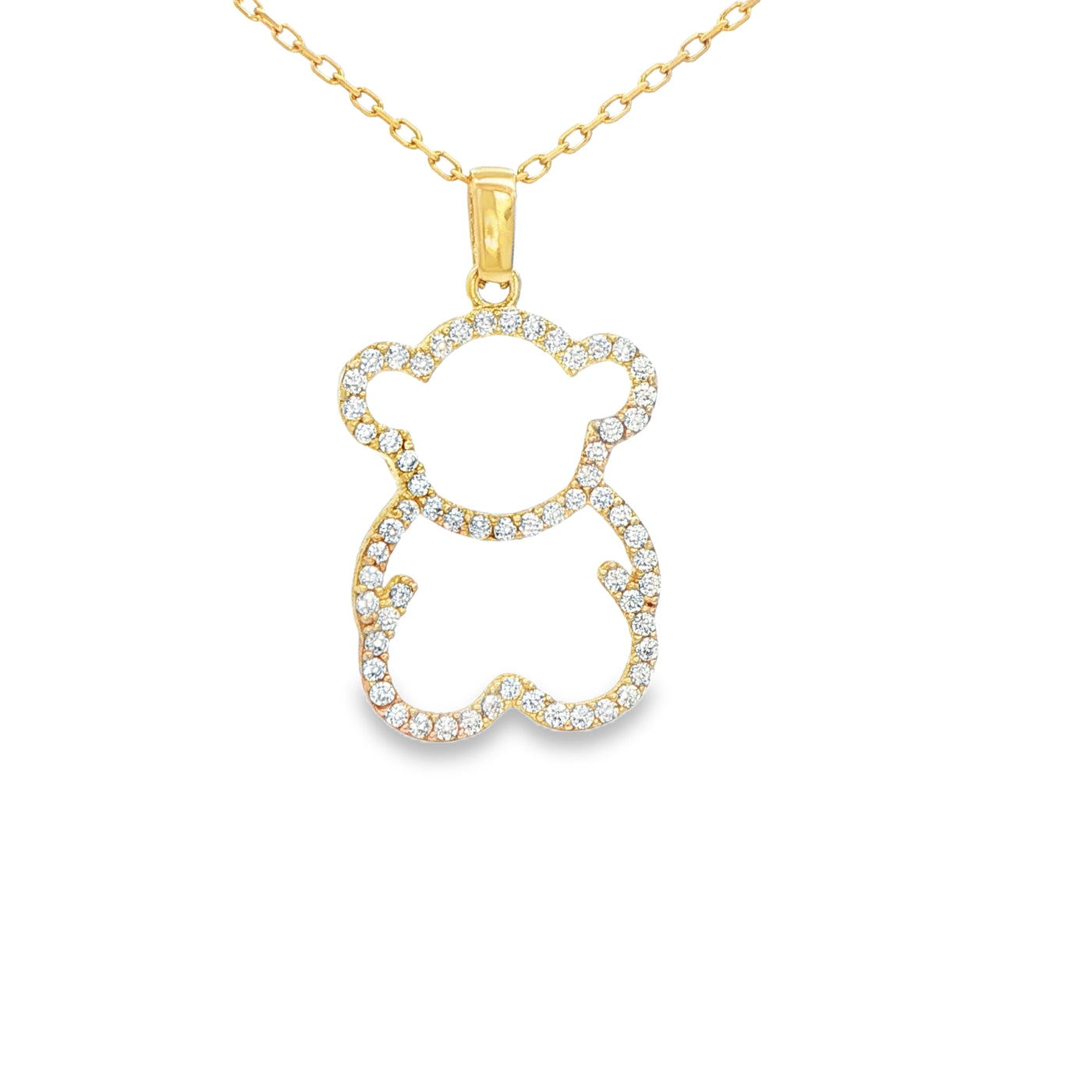 14 KARAT FREE FORM CHARM  CZ TEDDY BEAR NEGATIVE SPACE