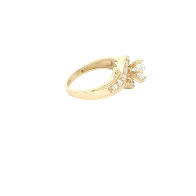 14 KARAT RING SIZE 7.5 WEIGHT: 4.2G : CZ SWIRL DES