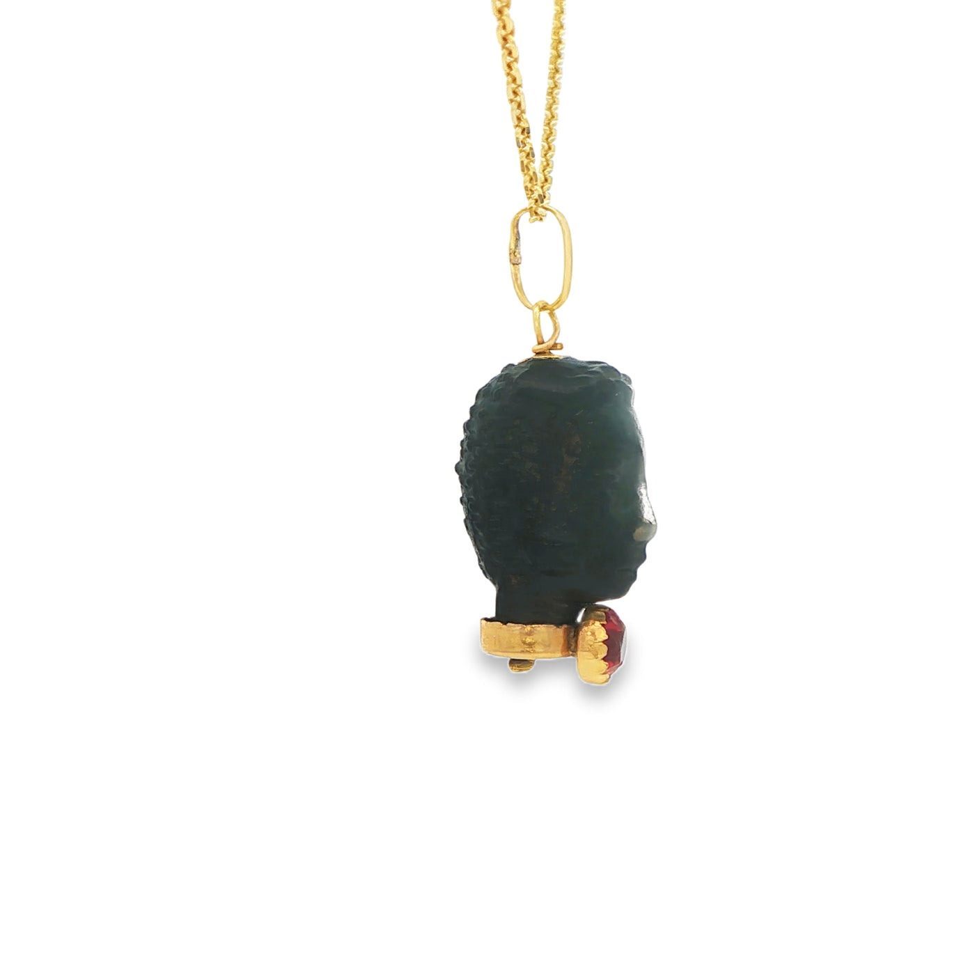 14K Azabache Head red stone