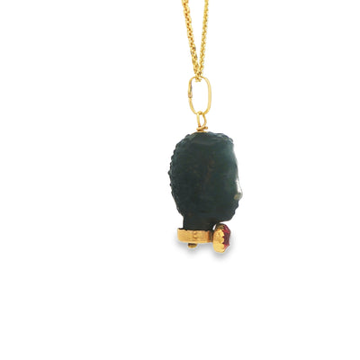 14K Azabache Head red stone