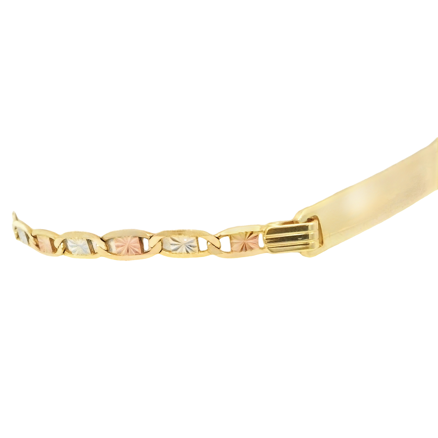 14K VALENTINO STARBURST 3-TONE ID BRACELET