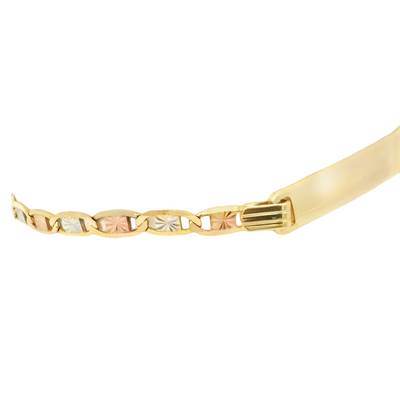 14K VALENTINO STARBURST 3-TONE ID BRACELET