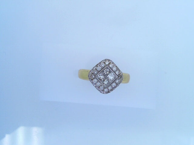 RING18K YELLOW #4.5 GREEN GOLD DIAMOND CHANNEL SET