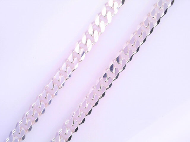 White Sterling Silver Cuban Italian Curb Chain Len