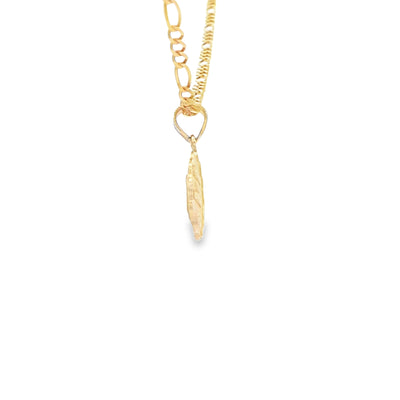 PENDANT 14K BAPTISM RECUERDO BAUTISMO SCALLOP ROUND