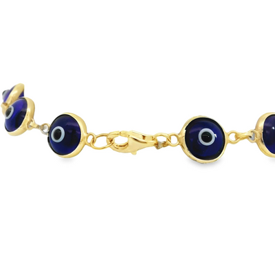 BRACELET 14KB 5.2G EVIL EYE 7.5'' BLUE