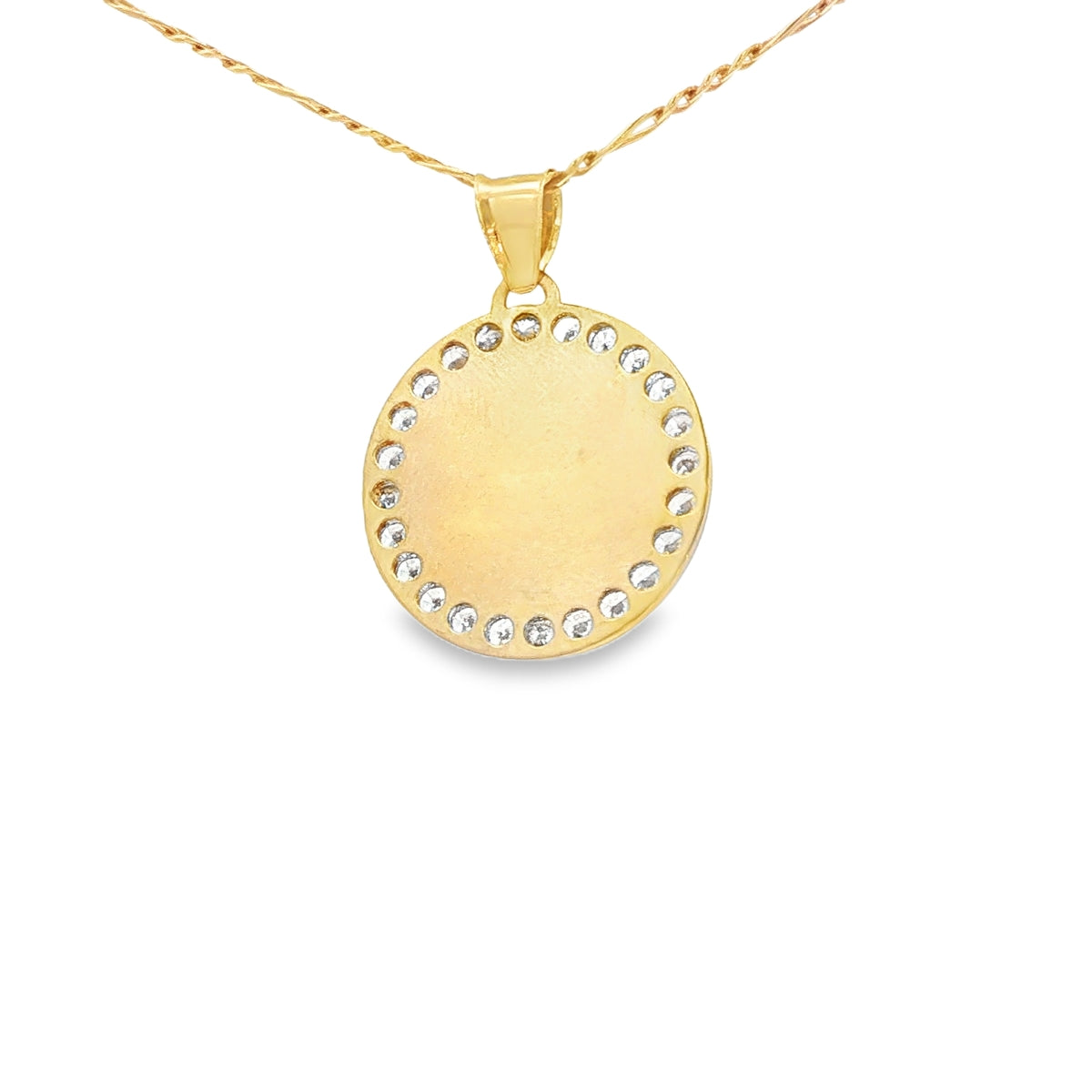 PENDANT 14K SAINT CZ ST BARBARA ROUND