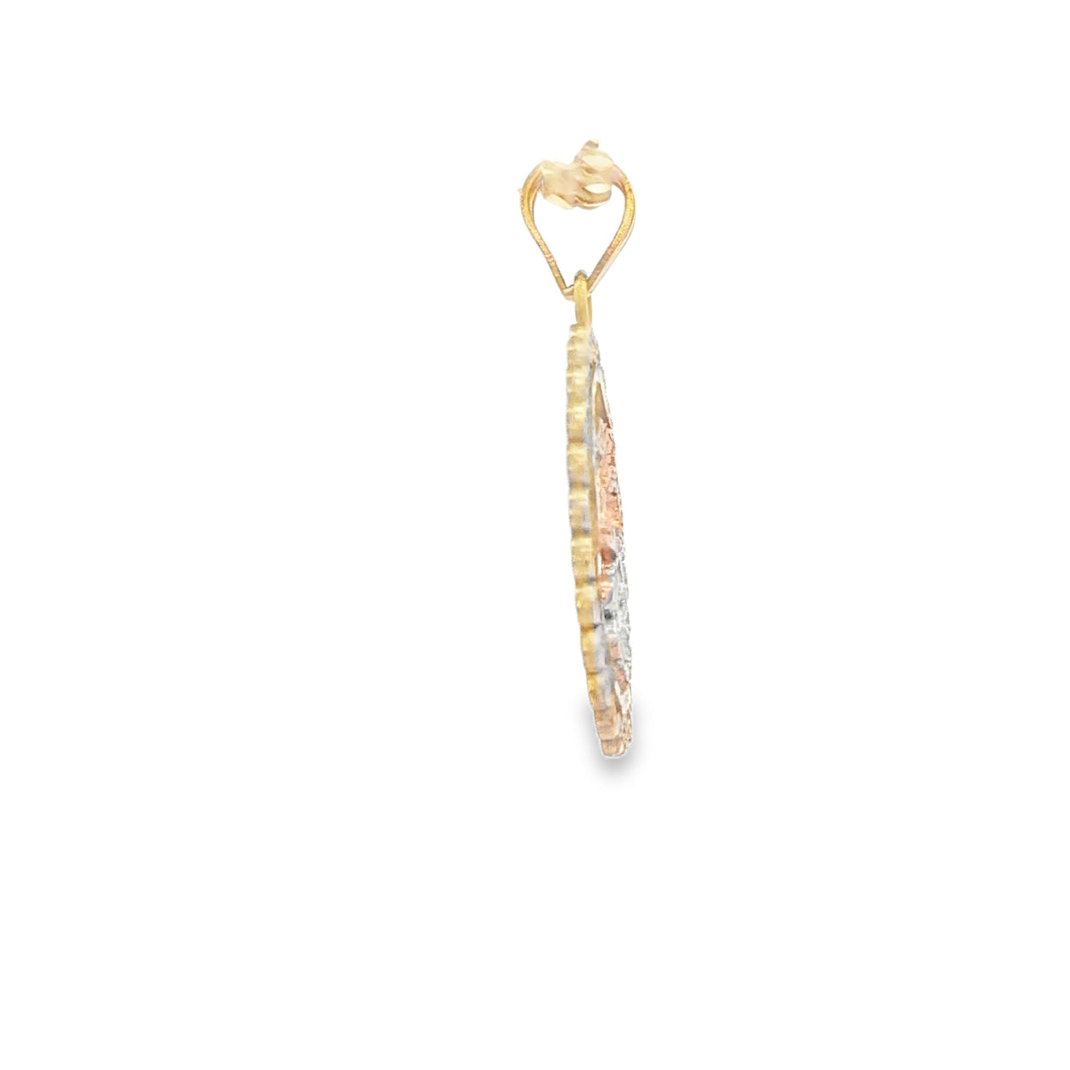 PENDANT 14K 15 FLOWER 3TONE