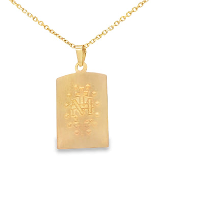 PENDANT 14K MILAGROSA RECTANGLE MARY SATIN FINISH MILIGRAIN BO