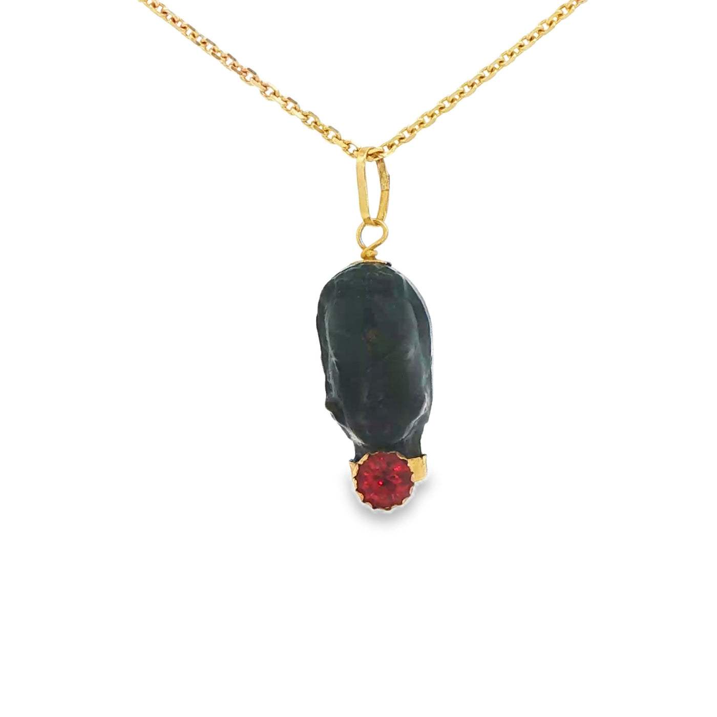 14K Azabache Head red stone