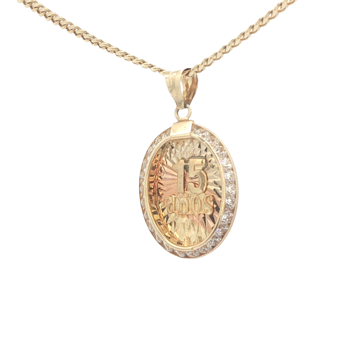 PENDANT 14K PENDANT CZ 15ANOS 3TONE