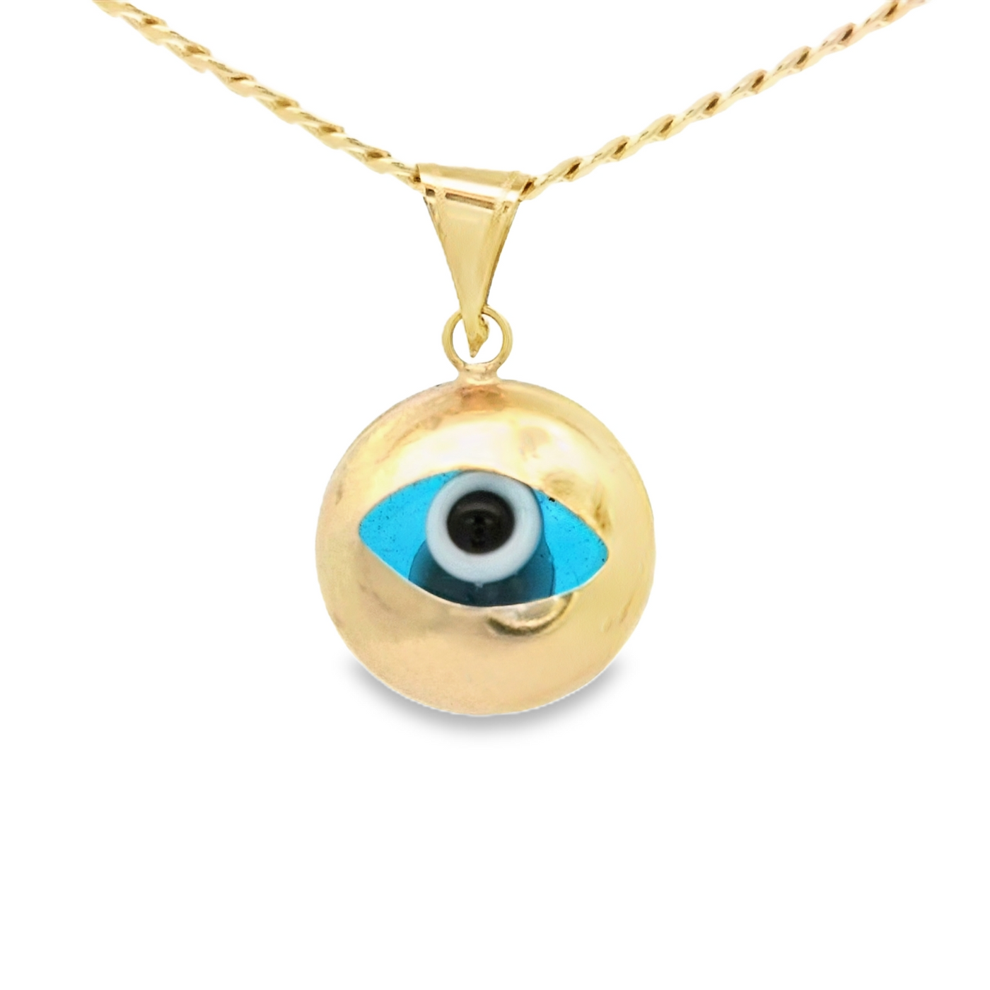 PENDANT 14K EVIL EYE BLUE OVAL POLISHED