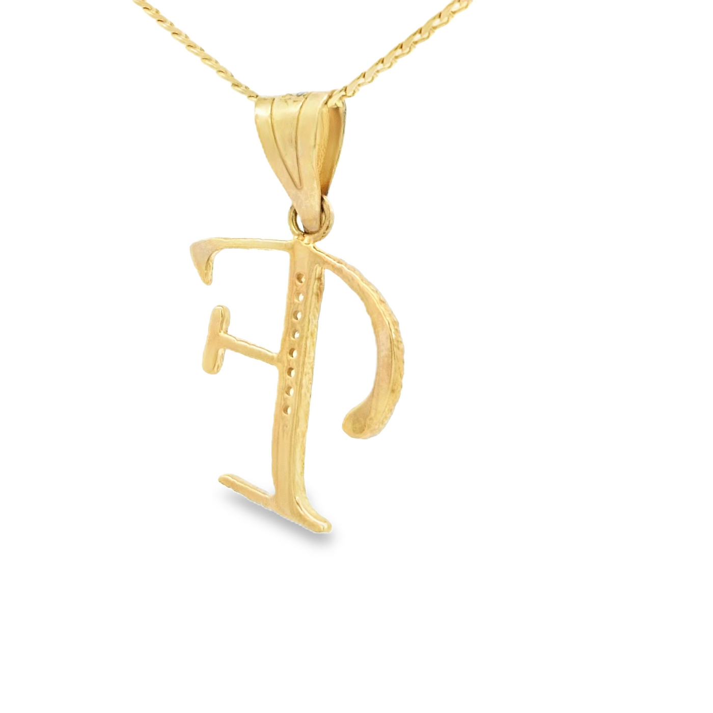PENDANT 14K LETTER F CZ