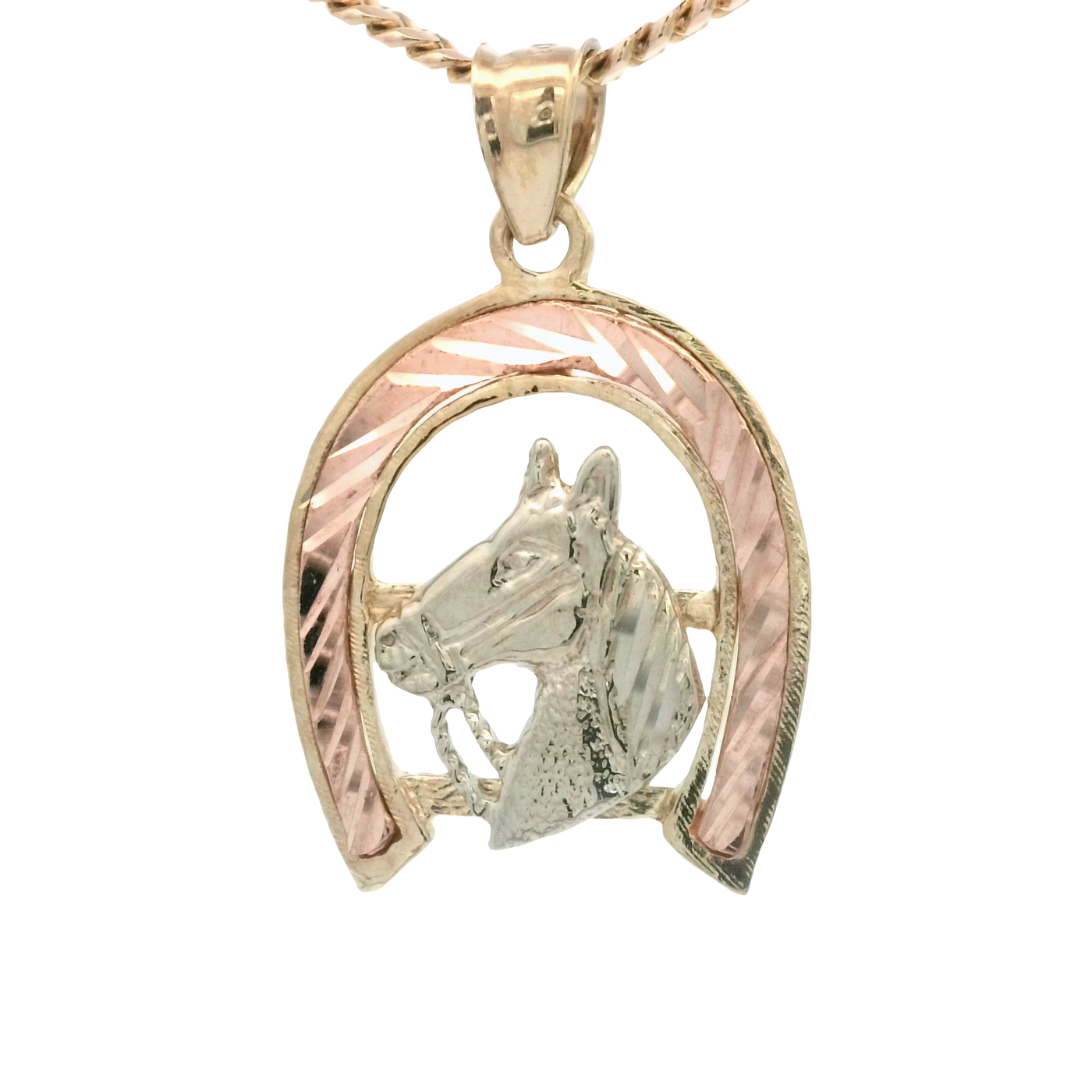 PENDANT 10K 2.2G HORSE 3TONE