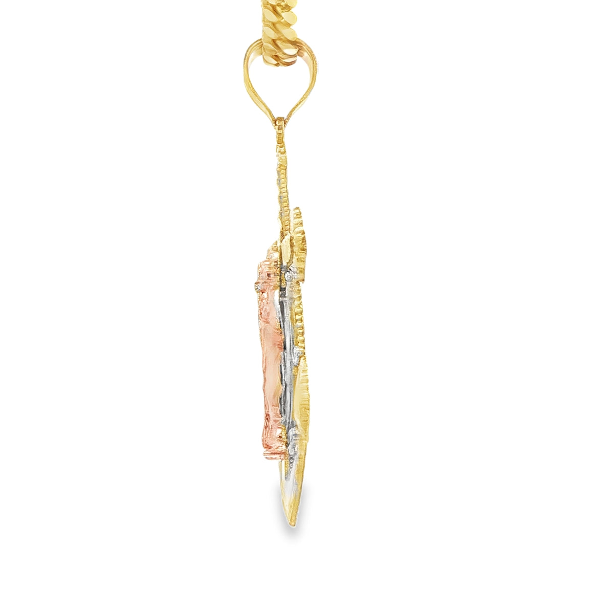 PENDANT 14KP 4.3G ANCHOR SAINT ST JUDE DC 3TONE