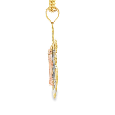 PENDANT 14KP 4.3G ANCHOR SAINT ST JUDE DC 3TONE