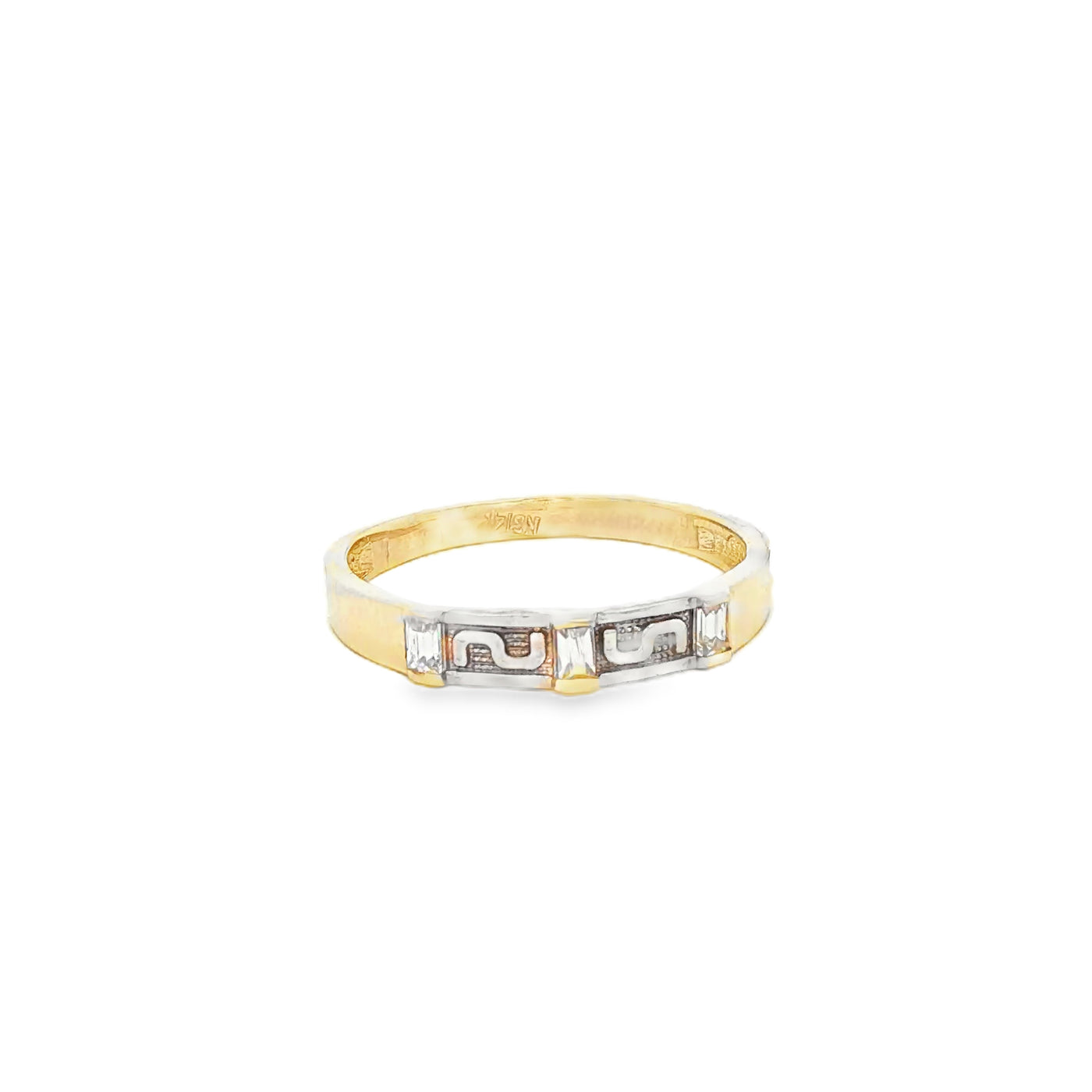 14 KARAT RING SIZE 7 WEIGHT: 1.5G : 3.1MM CZ  GREE