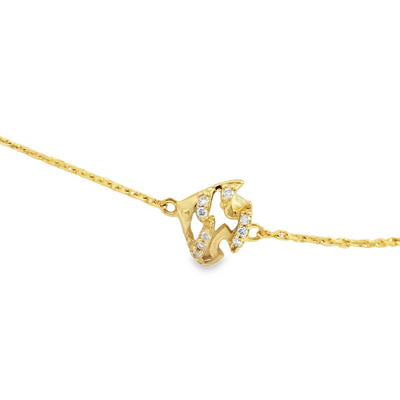 BRACELET 14K CHARM SEA LIFE DIAMOND 0.15ctw ADJUST