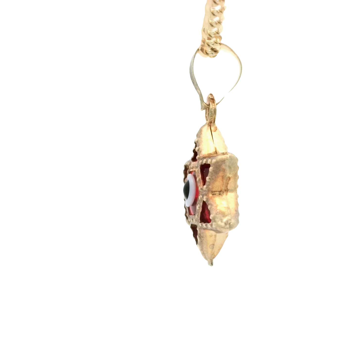 PENDANT 14K EVIL EYE RED STAR MILIGRAIN