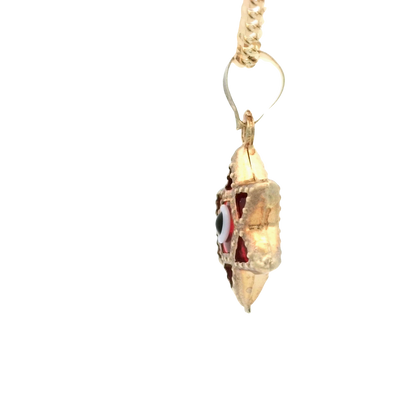 PENDANT 14K EVIL EYE RED STAR MILIGRAIN