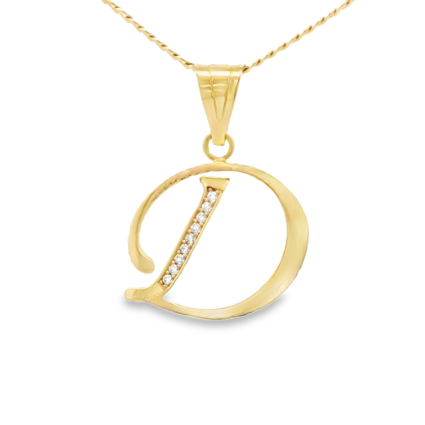 PENDANT 14K 2.0G CZ LETTER D