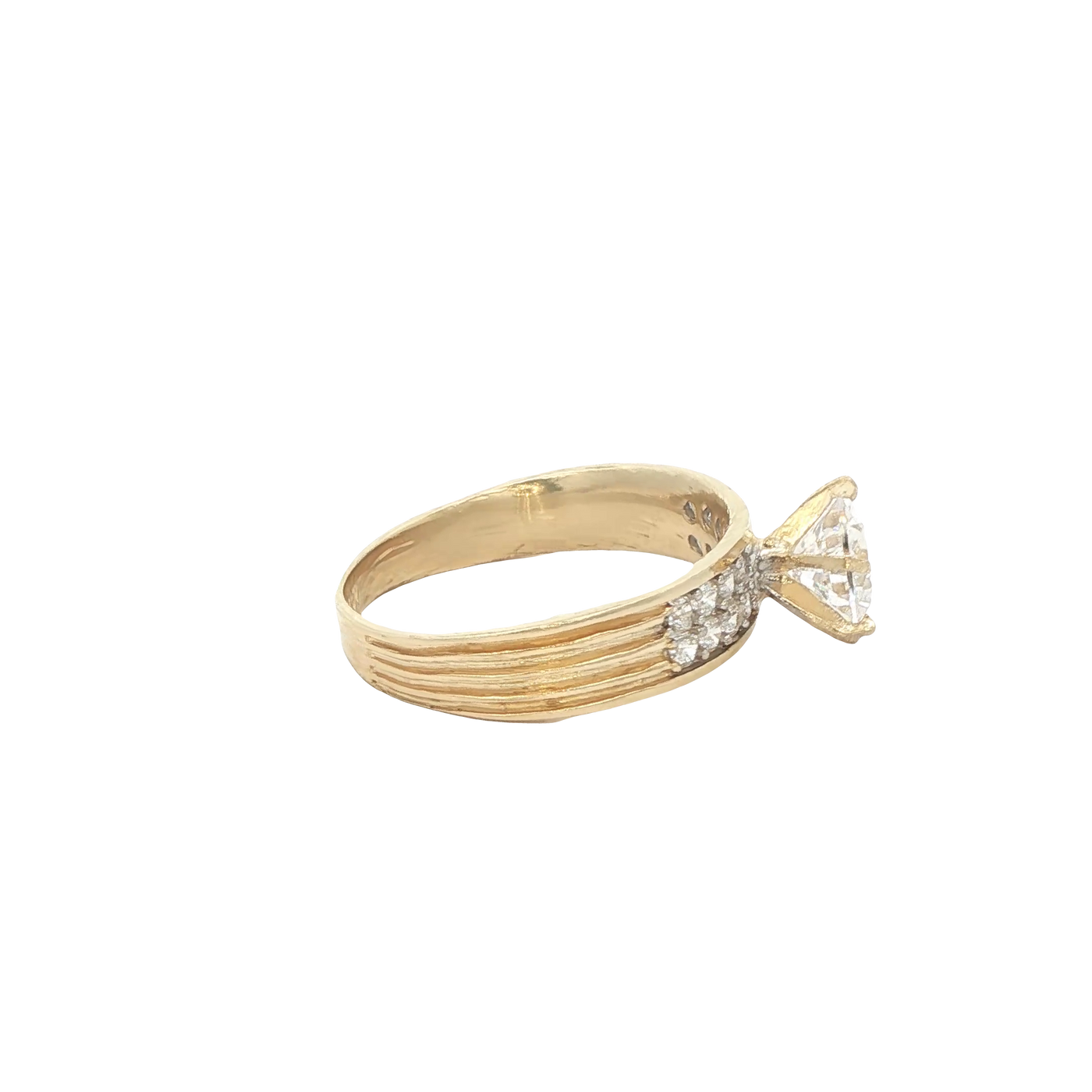 14 KARAT RING SIZE 7.5 WEIGHT: 3.5G : 4.8MM CZ SOL
