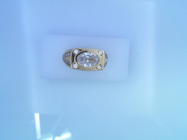 RING 14KR 7.9G MEN #11 CZ CLEAR OVAL CZ SHANK