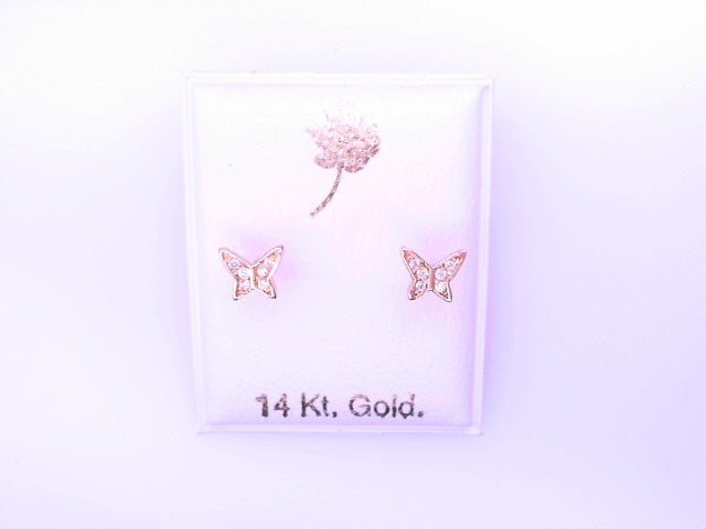 14 KARAT STUD EARRINGS WEIGHT: 0.8G : 5MM CZ CLEAR
