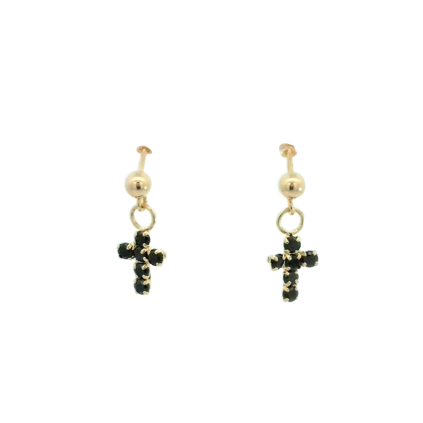 14KE 0.6G
 CROSS
 CZ BLACK
 DANGLE