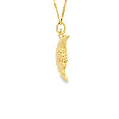 14 KARAT CHARM CRESENT MOON WITH FACE