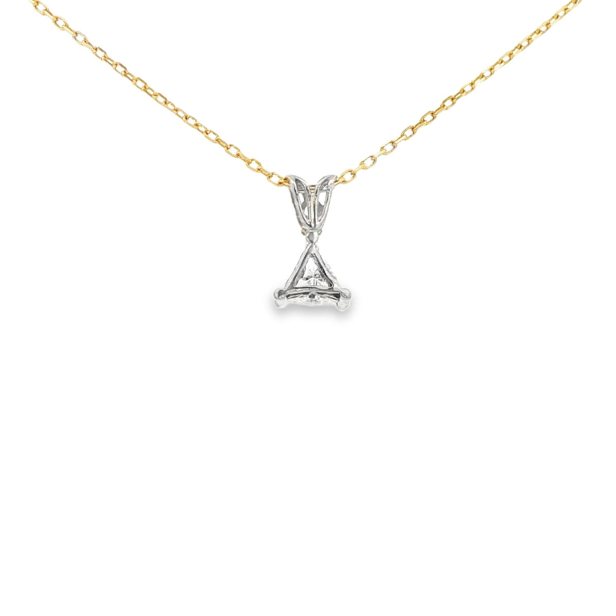 14 KARAT PENDANT NATURAL DIAMOND 2 TONE 2 BEZELS SLIDER