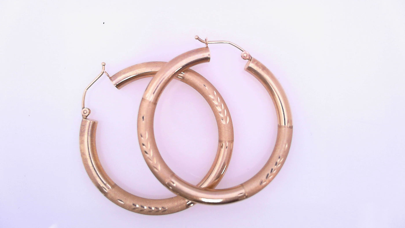 EARRINGS 14 KARAT SATIN MEDIUM HOOP EARRINGS WEIGH