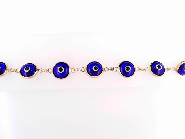 BRACELET 14KB 5.2G EVIL EYE 7.5'' BLUE