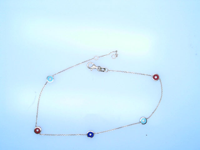 14KB 1.9G ANKLET #10 MULTI COLOR CIRCLES