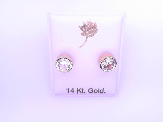 14 KARAT STUD EARRINGS WEIGHT: 0.8G : 5MM CZ CLEAR